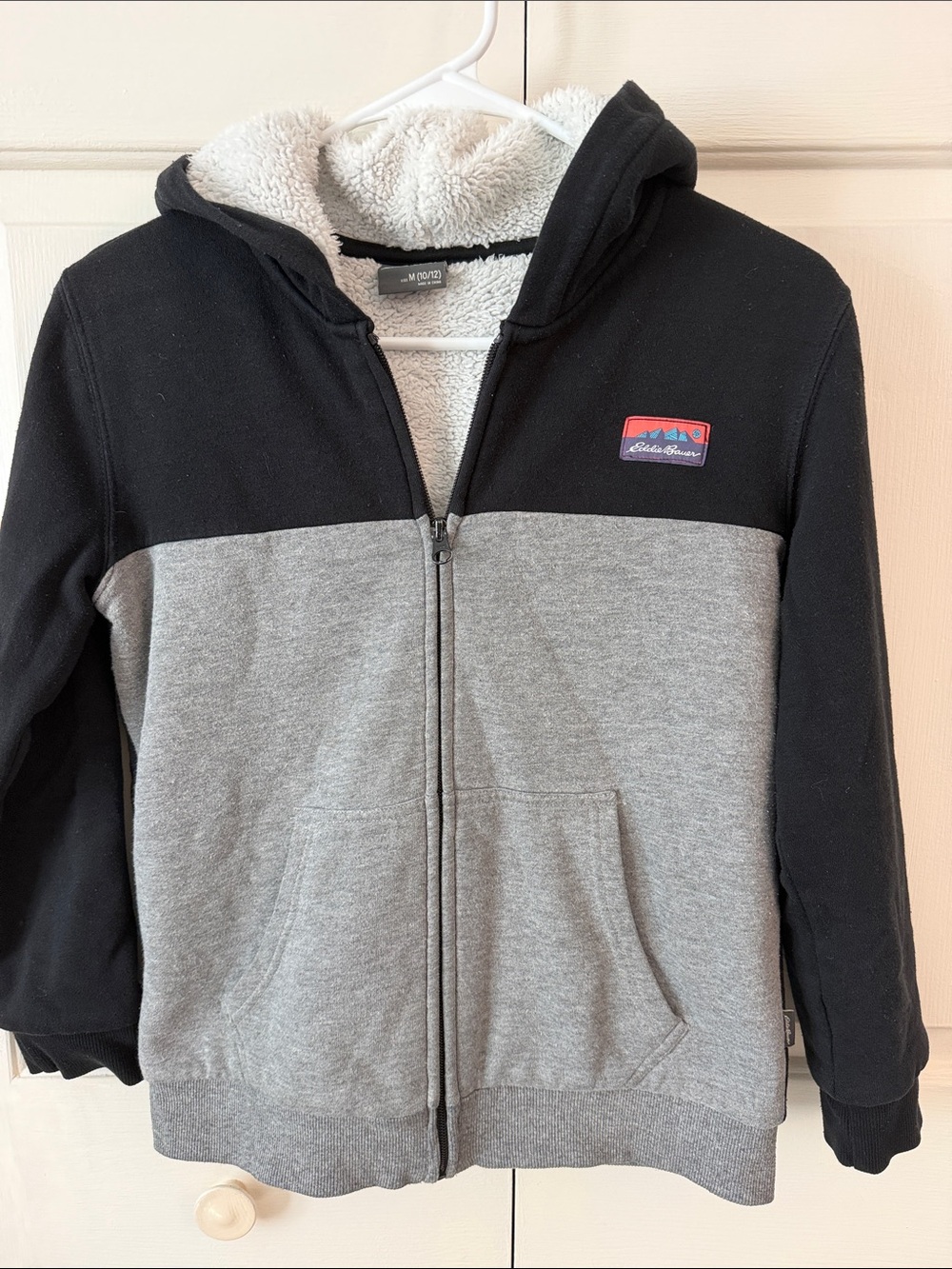 Eddie Bauer Boys Hooded Zip Jacket - Black & Gray